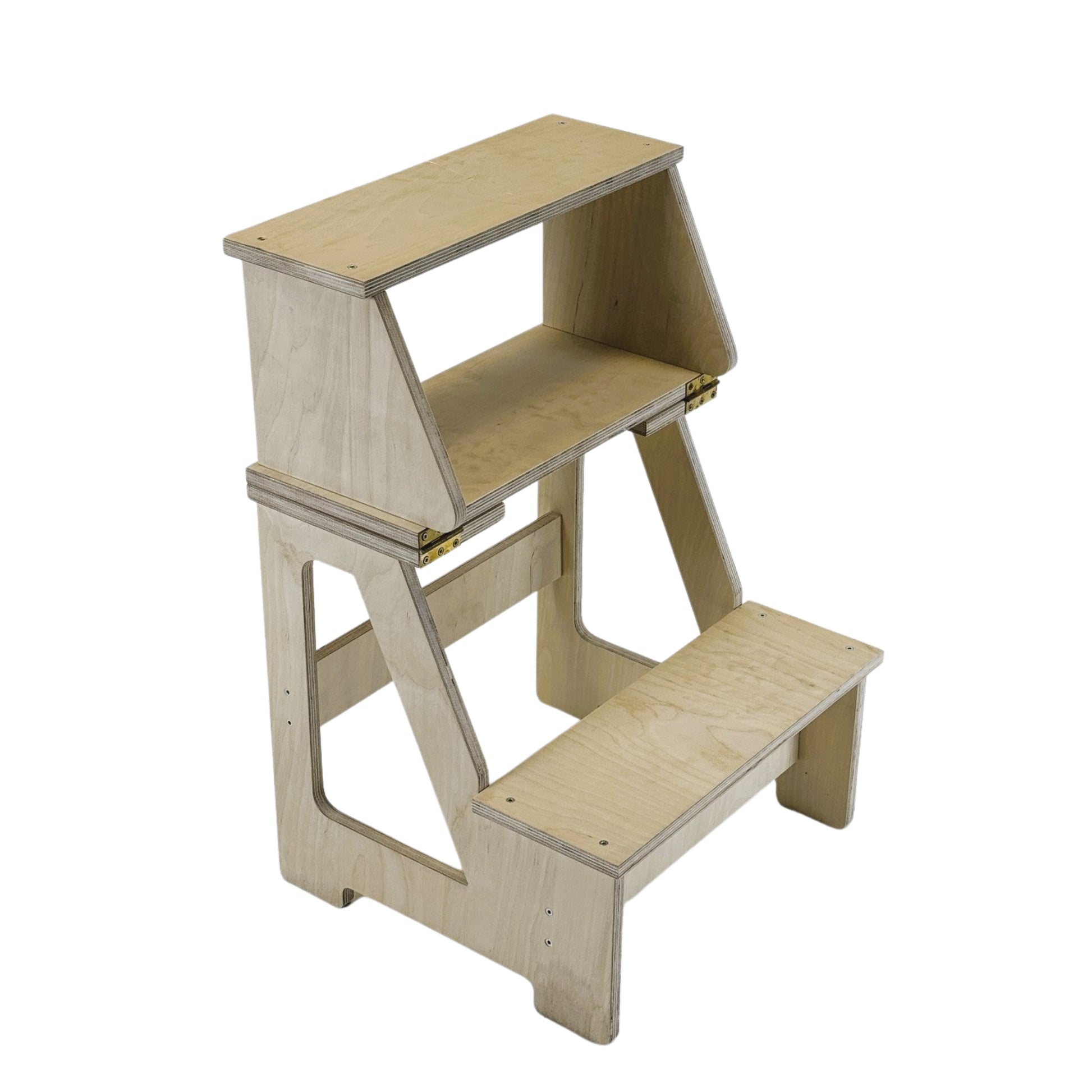 Montessori Klapp Tritthocker aus Holz 2in1 Kinderstuhl und Steighilfe stabil