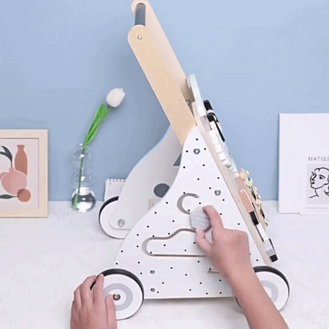 Montessori Lauflernwagen aus Holz mit natürlichem Design für Kinder