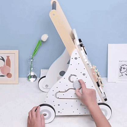 Montessori Lauflernwagen aus Holz mit natürlichem Design für Kinder