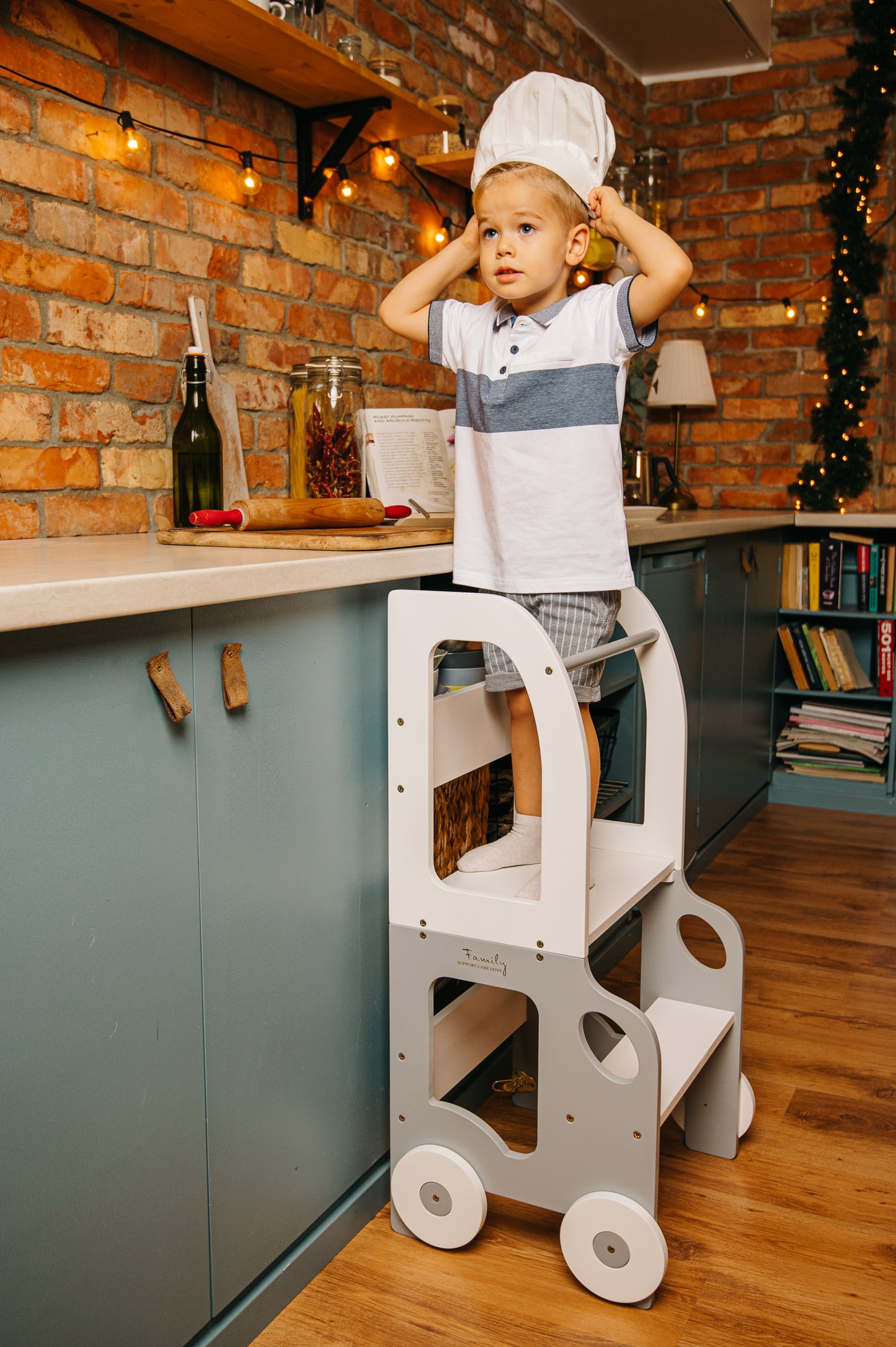 3-in-1 Montessori Learning Tower – Kitchen Helper, Table & Chair, Car Design