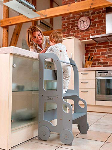 3-in-1 Montessori Learning Tower – Kitchen Helper, Table & Chair, Car Design