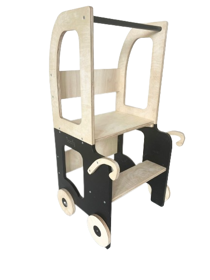 Montessori Lernturm 3-in-1 in Wei? und Naturholz in der K¨¹che