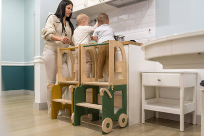 Montessori Lernturm 3-in-1 in Wei? und Naturholz in der K¨¹che
