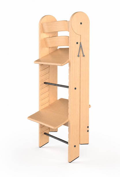 Montessori Lernturm 3-in-1 klappbar höhenverstellbar aus Holz für Kinder Küche Lernhilfe