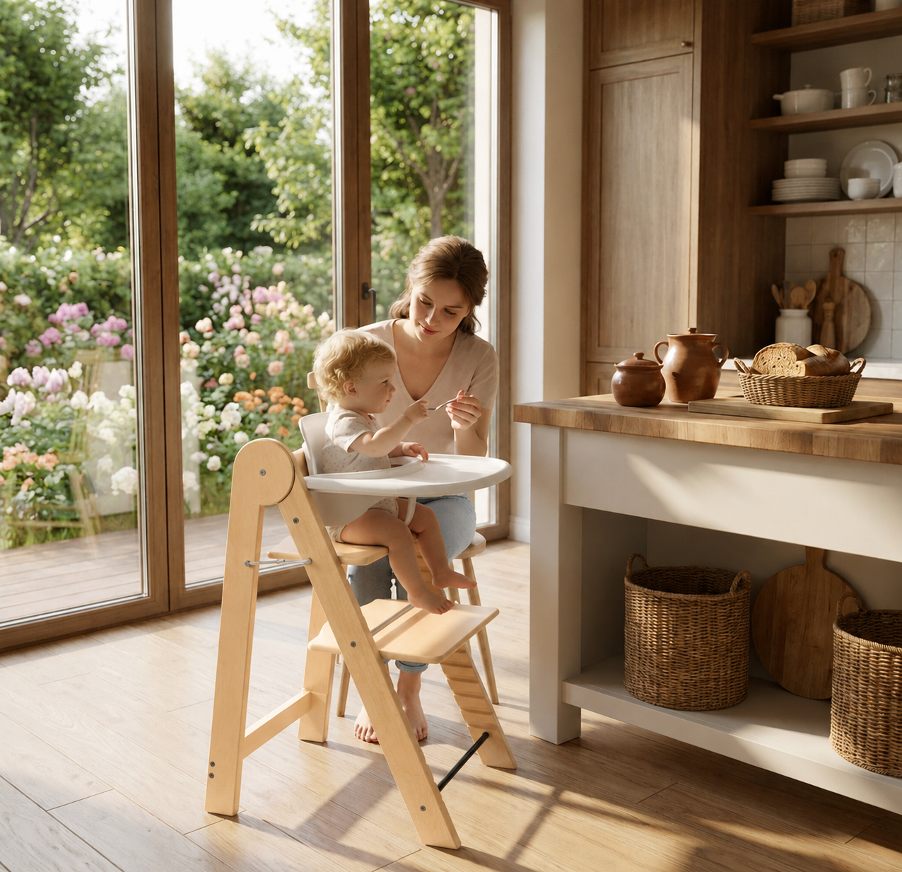 Montessori Lernturm 3-in-1 klappbar höhenverstellbar aus Holz für Kinder Küche Lernhilfe