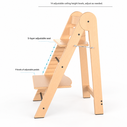 Montessori Lernturm 3-in-1 klappbar höhenverstellbar aus Holz für Kinder Küche Lernhilfe
