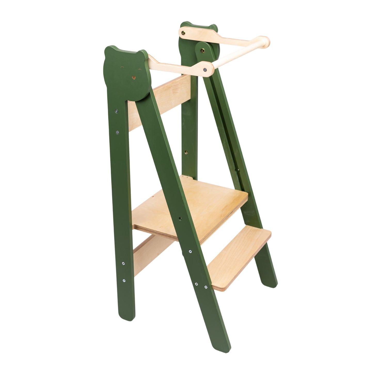 Montessori Lernturm klappbar aus Holz in Weiß Natur – Kinder Küchenhelfer höhenverstellbar