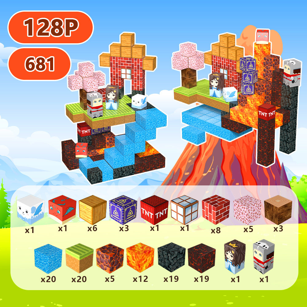 Blocs de construction magnétiques 3D – Design cascade de lave