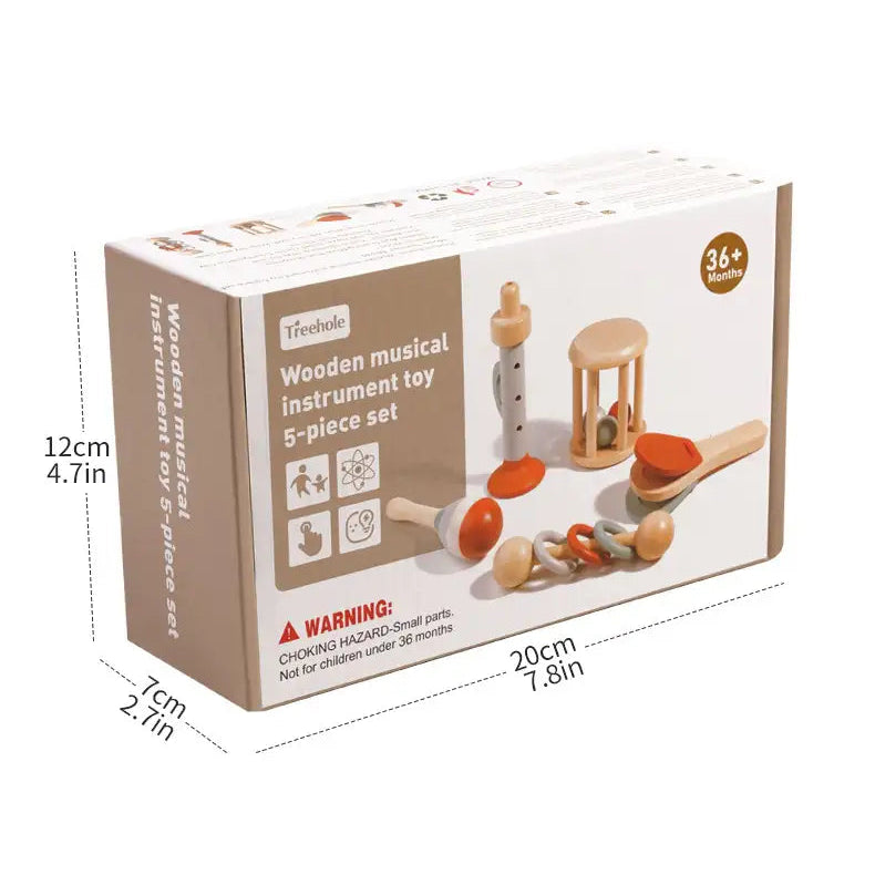 Montessori-houten muziekinstrumentenset (5-delig) – sensorisch
