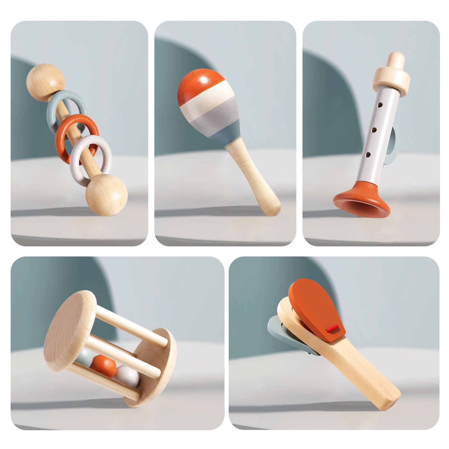 Montessori-houten muziekinstrumentenset (5-delig) – sensorisch