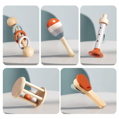 Montessori-houten muziekinstrumentenset (5-delig) – sensorisch