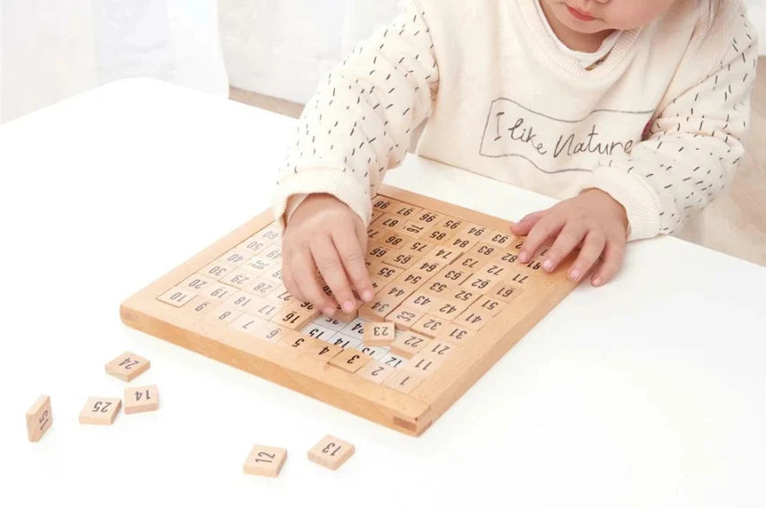 Montessori Zahlenbrett 1-100 Holz Lernspiel Kinder Zahlen lernen Mathematik Spielzeug
