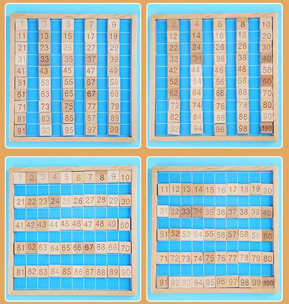 Montessori Zahlenbrett 1-100 Holz Lernspiel Kinder Zahlen lernen Mathematik Spielzeug