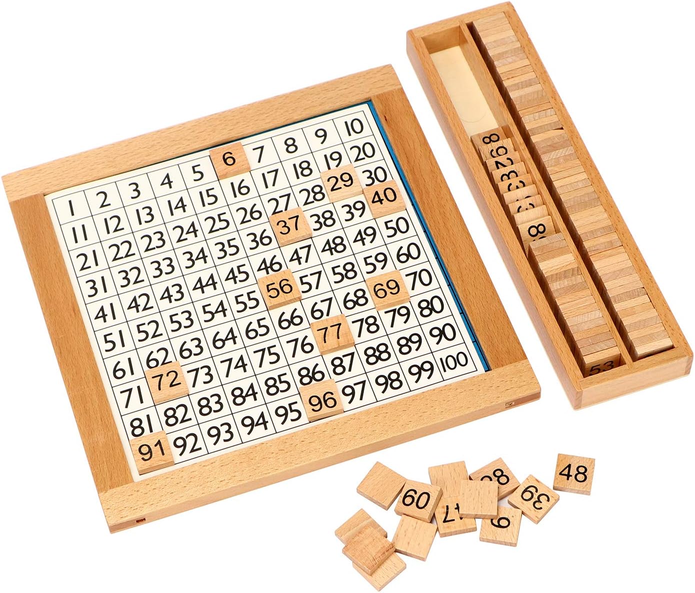 Montessori Zahlenbrett 1-100 Holz Lernspiel Kinder Zahlen lernen Mathematik Spielzeug