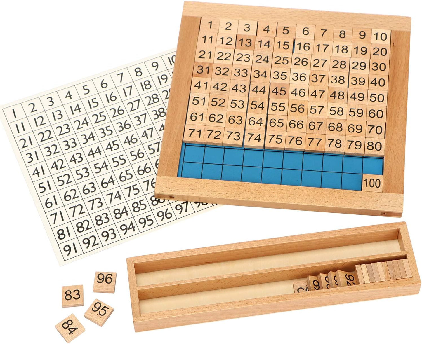 Montessori Zahlenbrett 1-100 Holz Lernspiel Kinder Zahlen lernen Mathematik Spielzeug