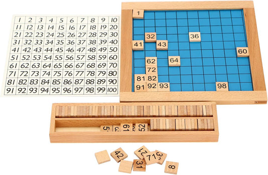 Montessori Zahlenbrett 1-100 Holz Lernspiel Kinder Zahlen lernen Mathematik Spielzeug
