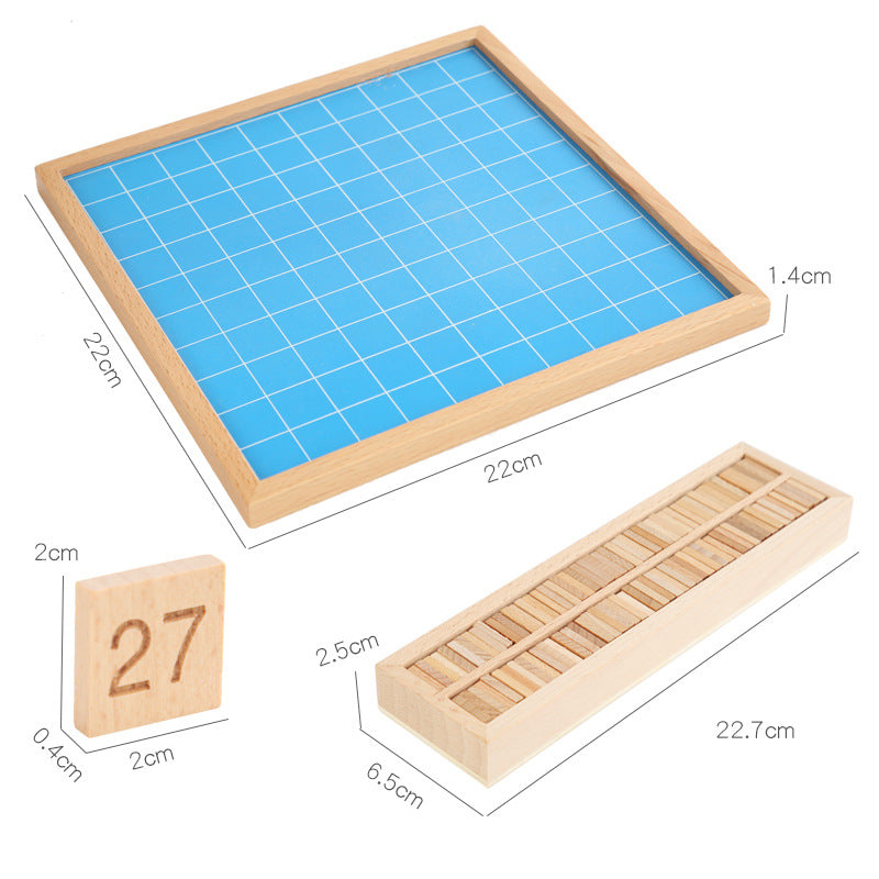Montessori Zahlenbrett 1-100 Holz Lernspiel Kinder Zahlen lernen Mathematik Spielzeug
