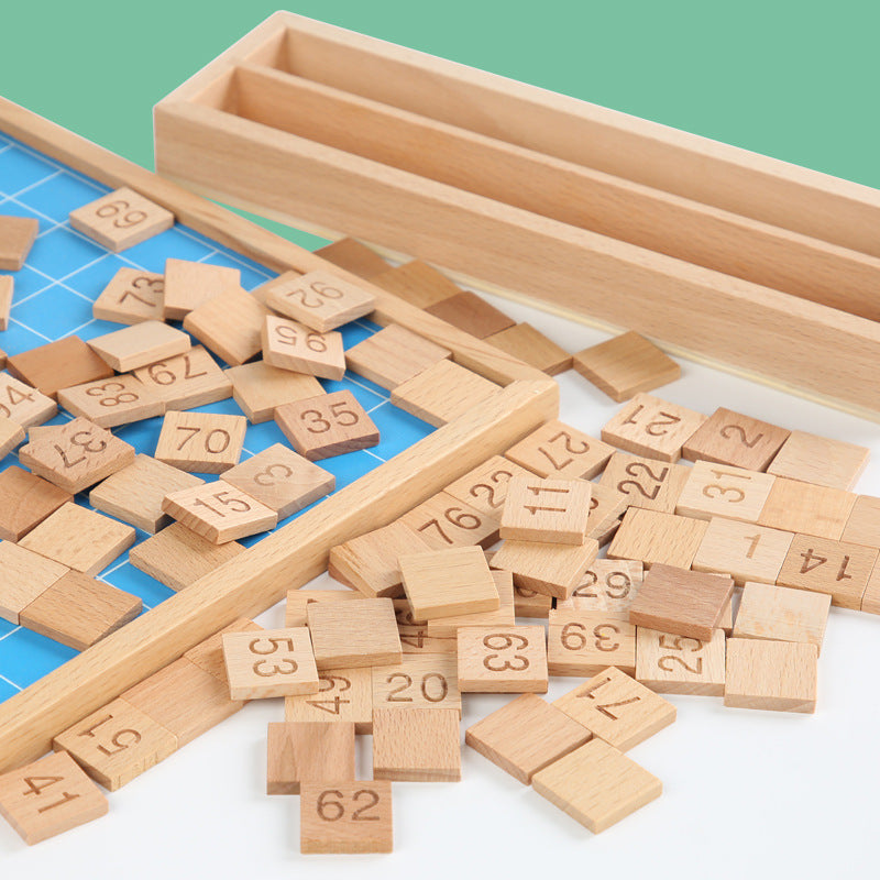 Montessori Zahlenbrett 1-100 Holz Lernspiel Kinder Zahlen lernen Mathematik Spielzeug