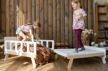 Montessori Kinderbett 2-in-1 mit Matratze – ausziehbar und platzsparend