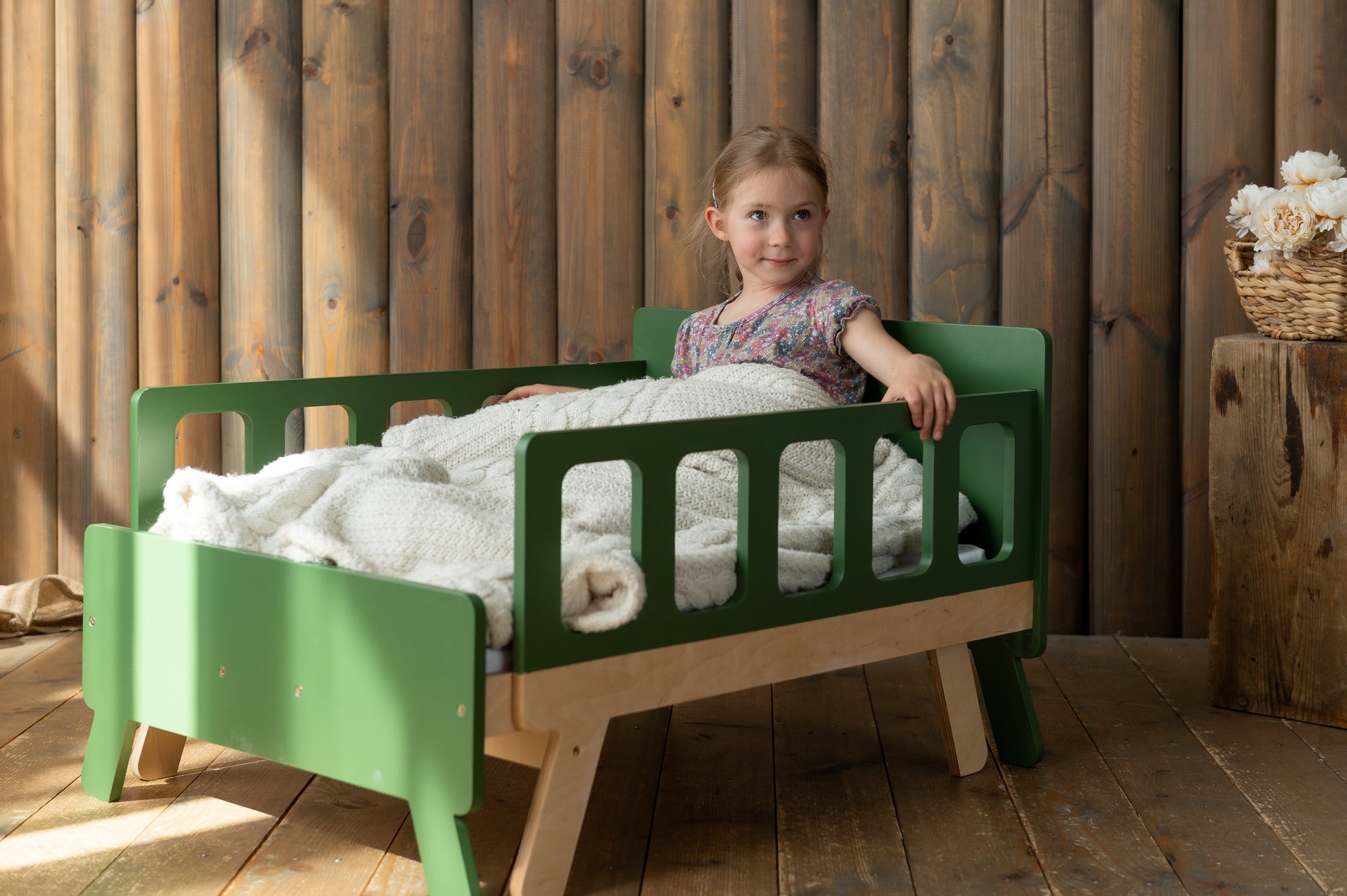 Montessori Kinderbett 2-in-1 mit Matratze – ausziehbar und platzsparend