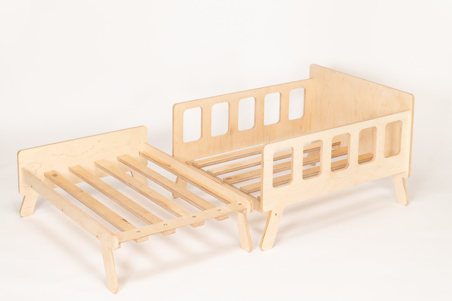 Montessori Kinderbett 2-in-1 mit Matratze – ausziehbar und platzsparend