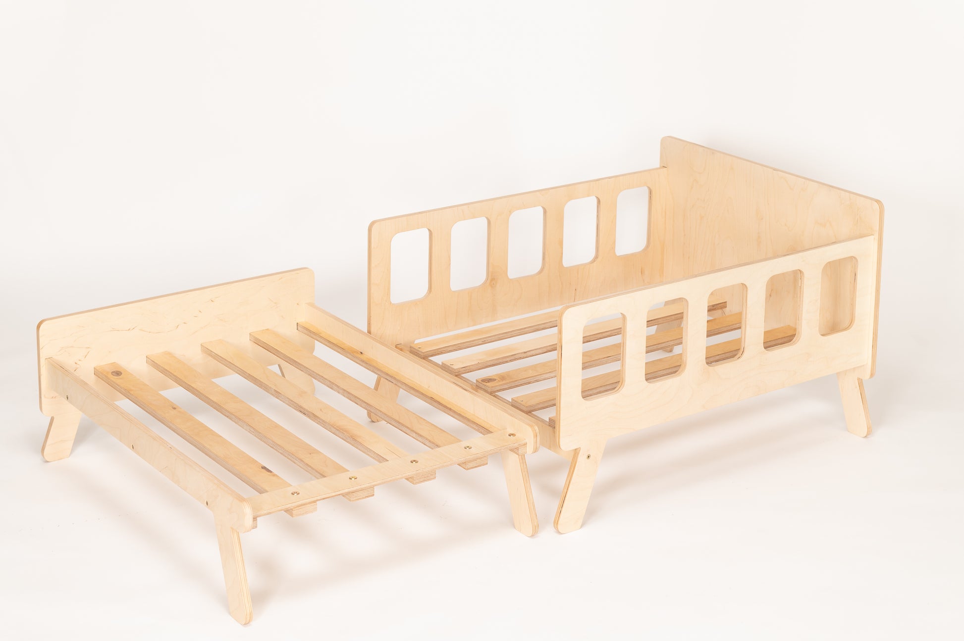 Montessori Kinderbett 2-in-1 mit Matratze – ausziehbar und platzsparend