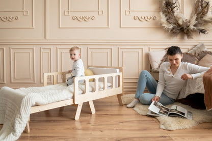 Montessori Kinderbett 2-in-1 mit Matratze – ausziehbar und platzsparend