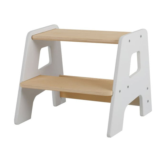 Montessori Tritthocker Weiß aus Holz für Kinder