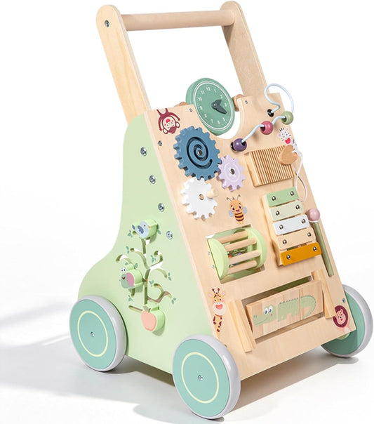 Montessori Schiebewagen aus Holz – 6-in-1 Spielzeug mit Spielelementen
