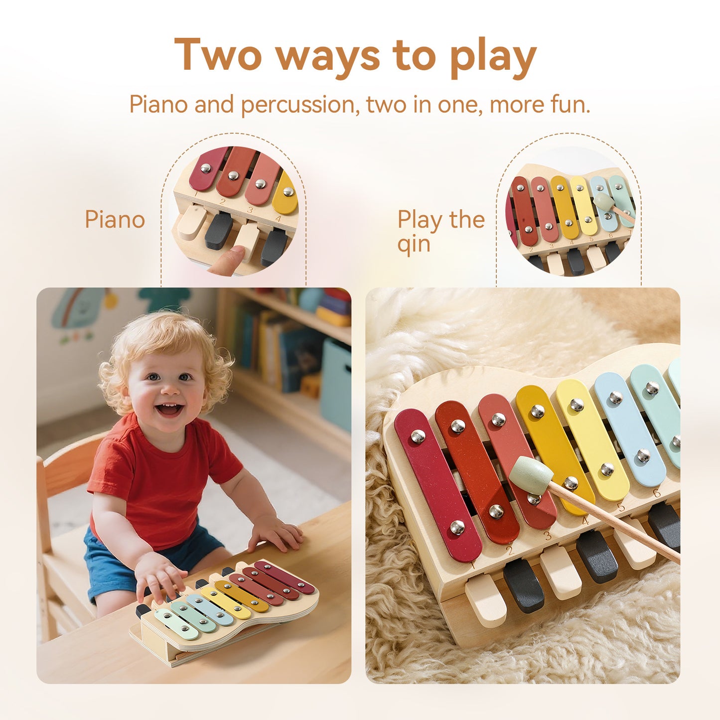 Holz Xylophon und Klavier f¨¹r Kinder ¨C Montessori Musikspielzeug ab 1 Jahr