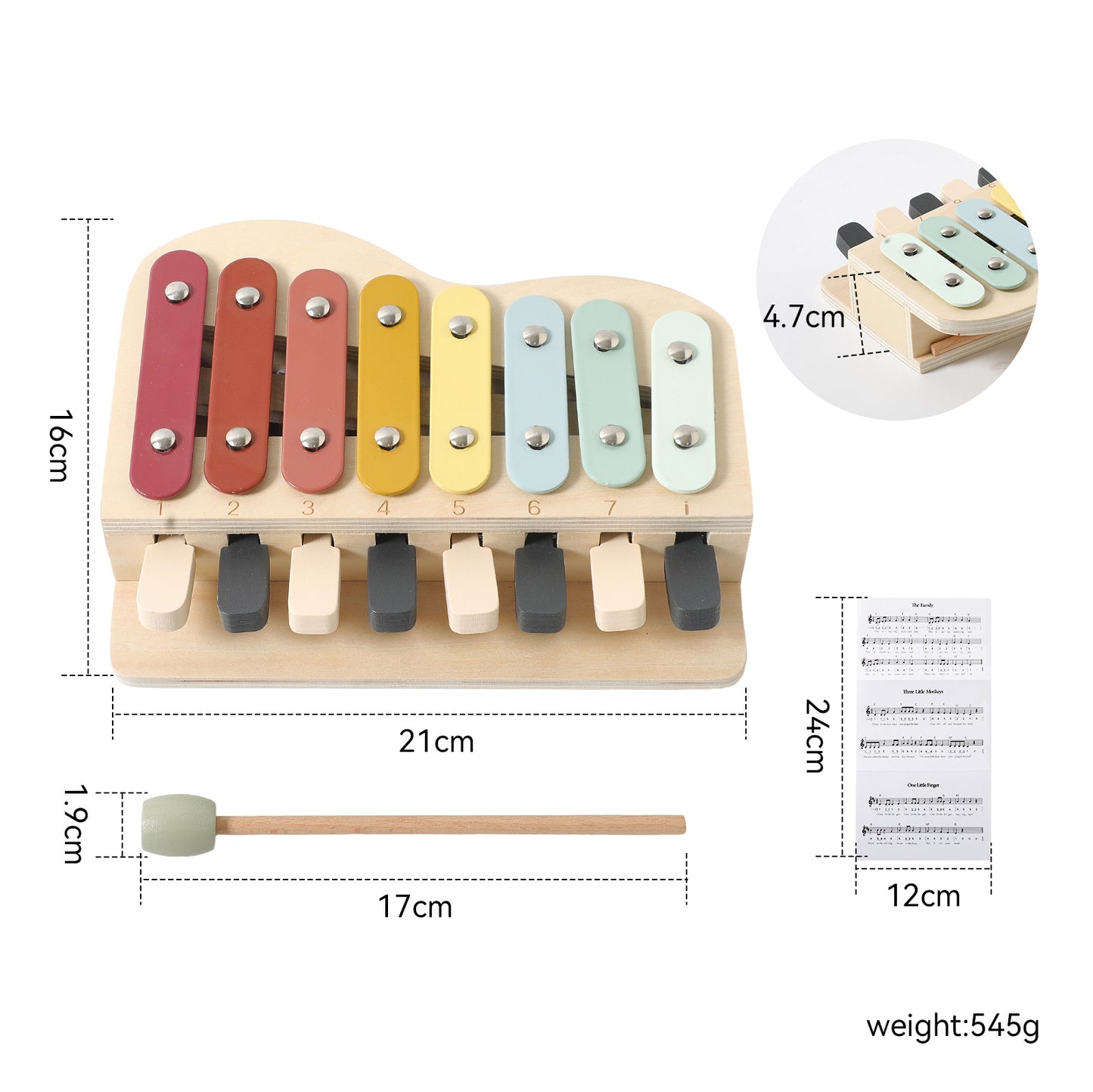 Holz Xylophon und Klavier f¨¹r Kinder ¨C Montessori Musikspielzeug ab 1 Jahr