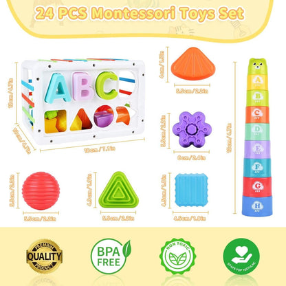 MontessoriLernwelt 24-teiliges Montessori Spielzeug Set für frühes Lernen