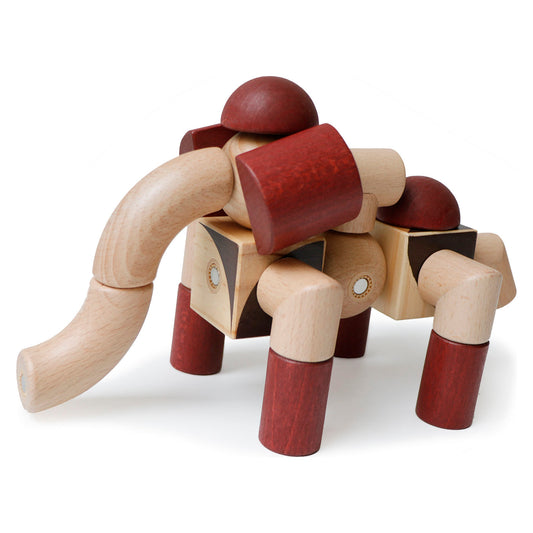MontessoriLernwelt Magnetische Holzbausteine Elefant Modell
