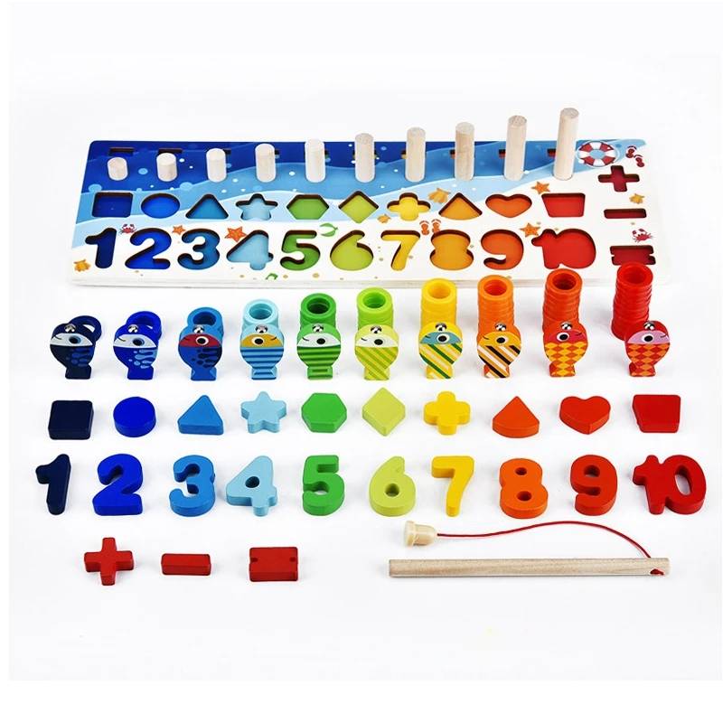 Montessori Holz Mathematik Spielzeug – Zählbrett & Angeln