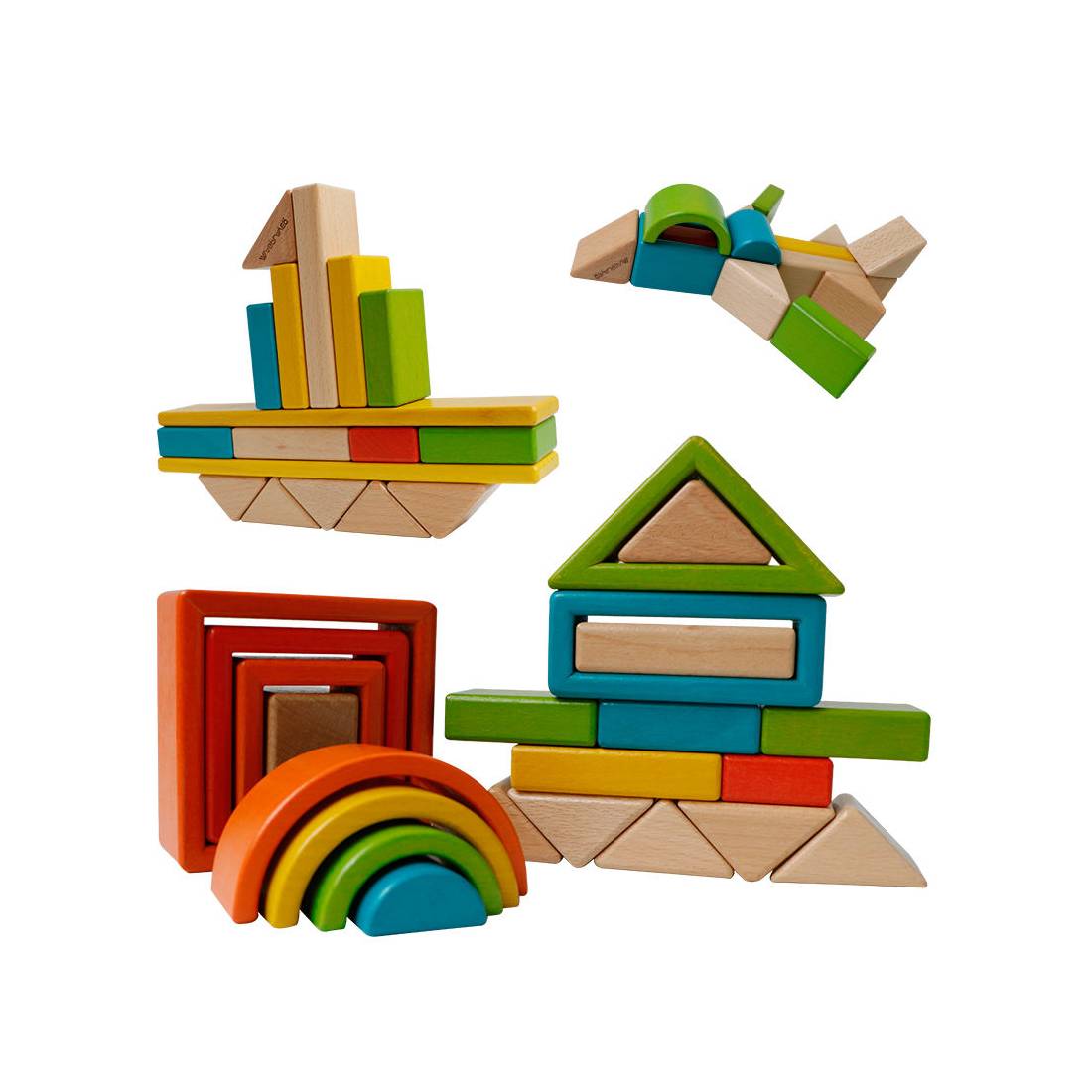 MontessoriLernwelt Holzbausteine Regenbogen Lernspielzeug f¨¹r Kinder