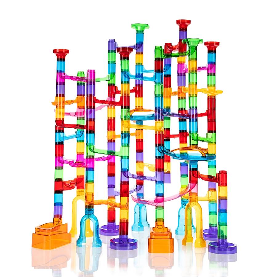 MontessoriLernwelt transparente Kugelbahn für Kinder, 168 Teile Murmelbahn Röhren Bausatz aus ABS, BPA-frei, Montessori Konstruktionsspielzeug