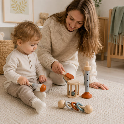 Größenübersicht der einzelnen Holz Musikinstrumente für Kinder