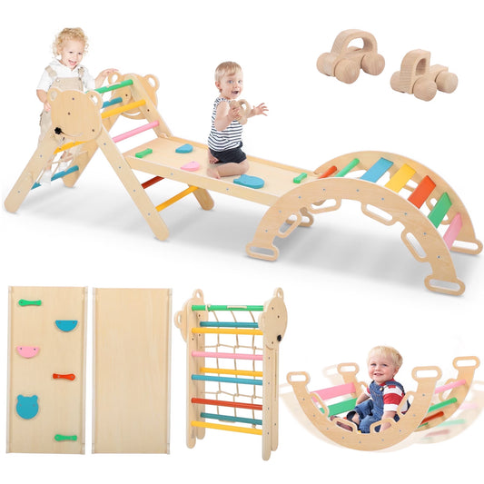 Pikler Kletterset mit Kletterdreieck Kletterbogen und Rutschbrett