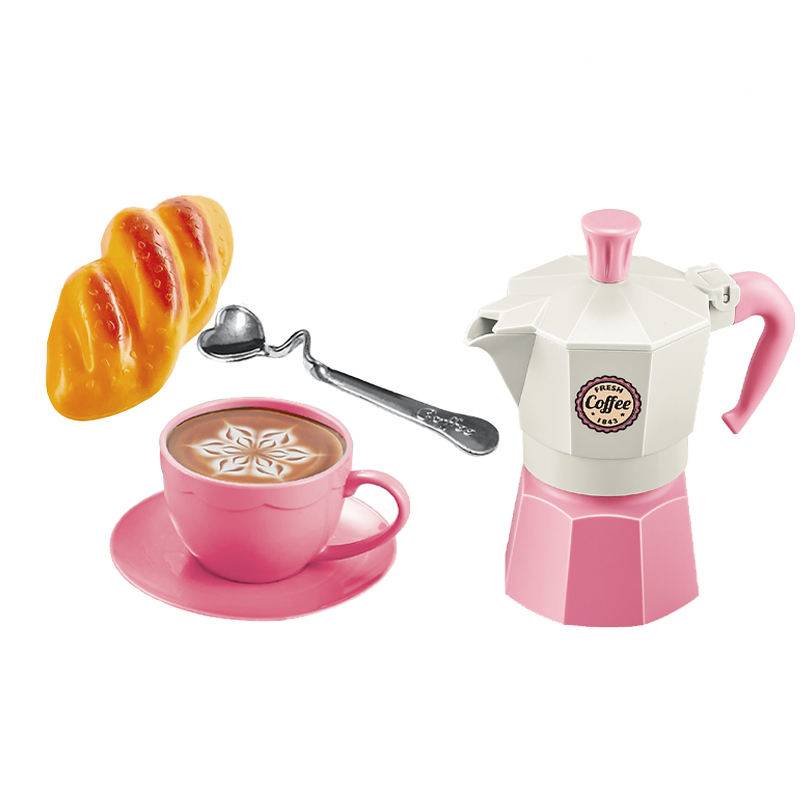 MontessoriLernwelt Rosa Kaffee Set für Kinder mit Tasse und Croissant, EN71 kindersicher