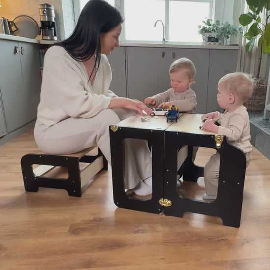 Tritthocker aus Holz für Kinder im Familienalltag
