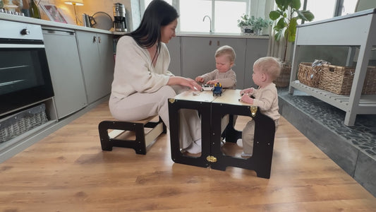 Tritthocker aus Holz für Kinder im Familienalltag