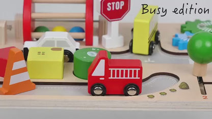 Montessori Spieltisch Holz – Motorik Busy Board & Kugelbahn