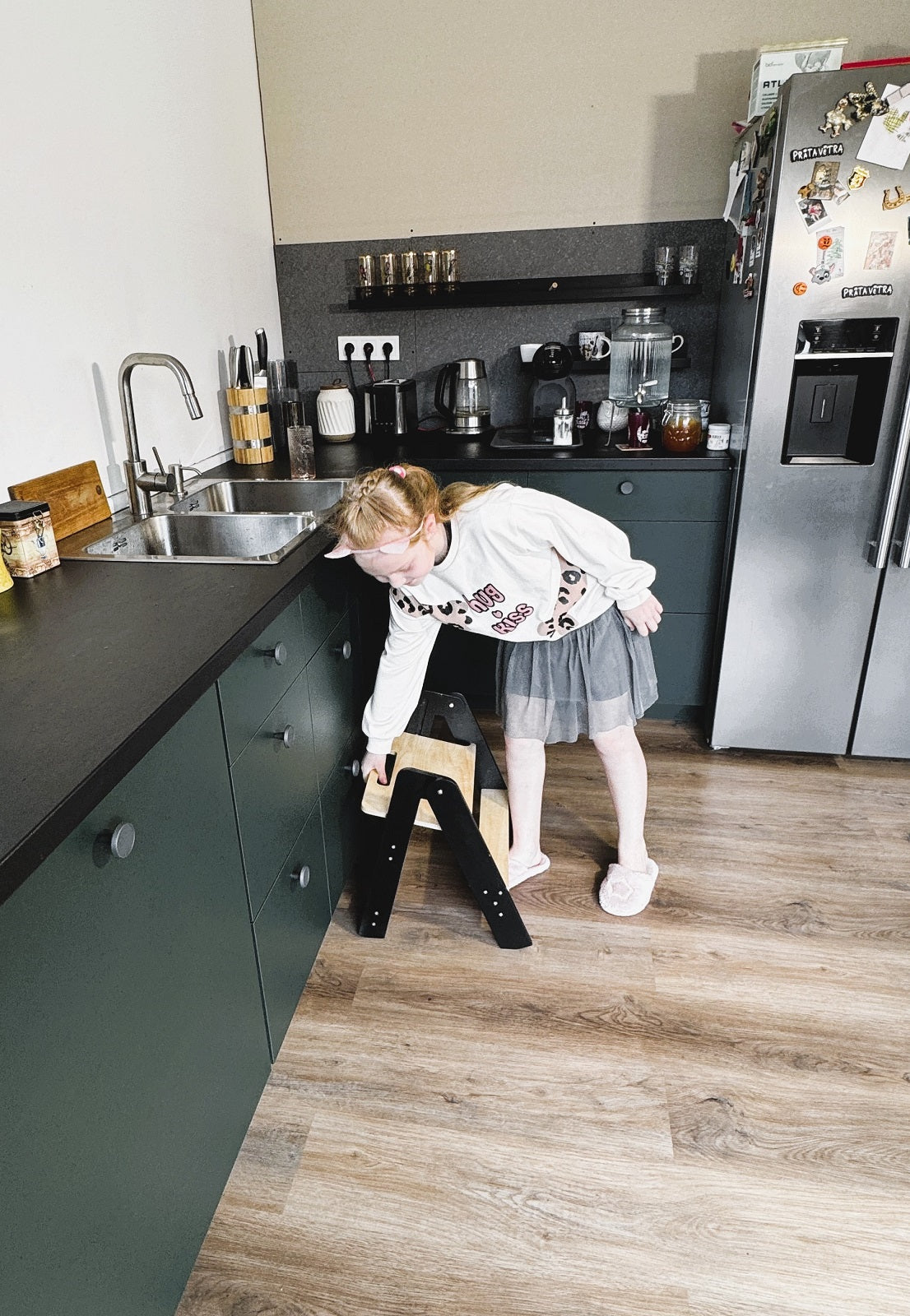 Klappbarer Tritthocker Kinder Holz Küche Badezimmer platzsparend