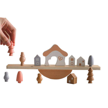 MontessoriLernwelt Holz Balance Spielzeug Häuser & Bäume – Pädagogisches Holzspielzeug