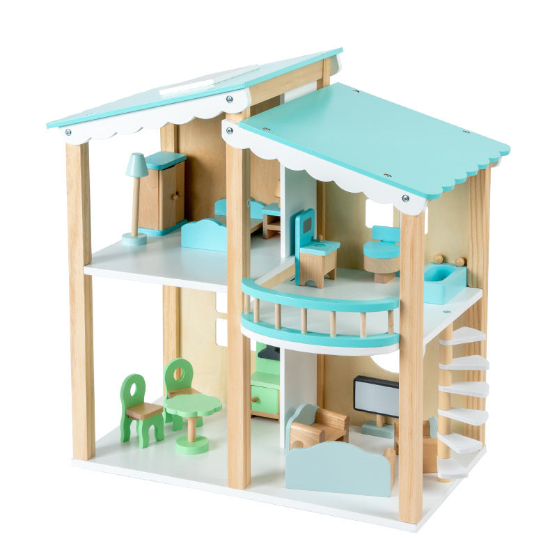 Maison de poupées rose à 3 étages – maison de jeu avec meubles pour enfants