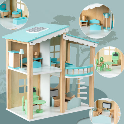 Maison de poupées rose à 3 étages – maison de jeu avec meubles pour enfants