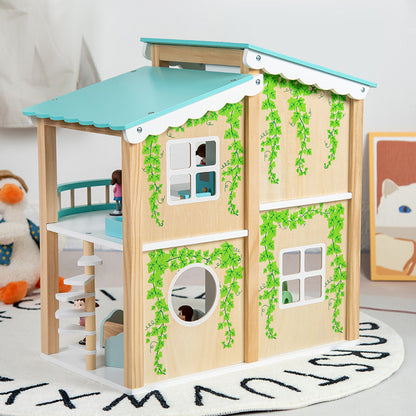 Maison de poupées rose à 3 étages – maison de jeu avec meubles pour enfants