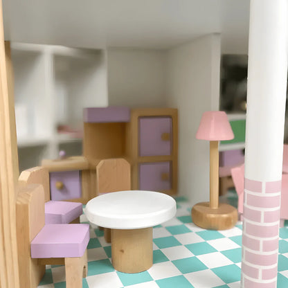 Maison de poupées rose à 3 étages – maison de jeu avec meubles pour enfants