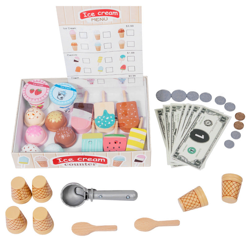 Holz Eisstand Spielzeug Set für Kinder