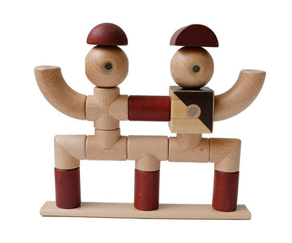MontessoriLernwelt Magnetische Holzbausteine Doppel Figuren